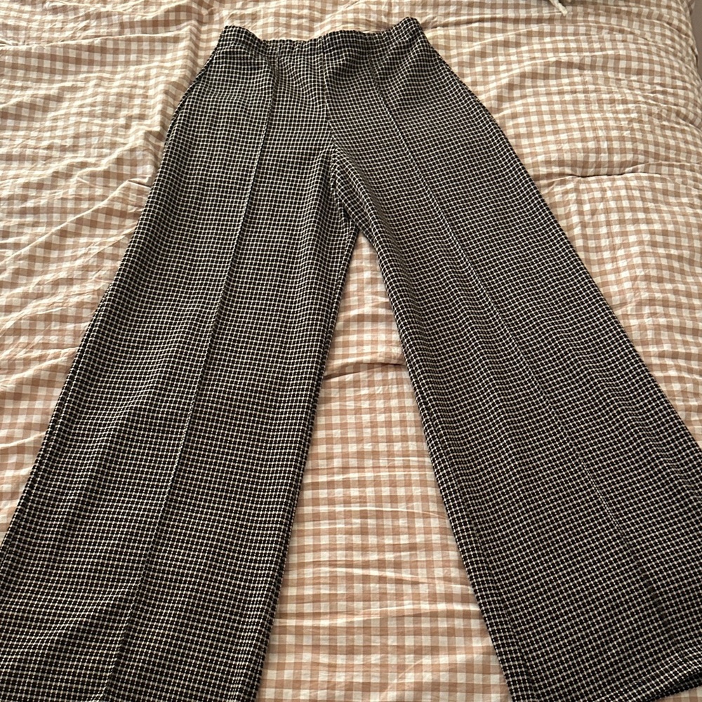 Black and White Gingham Wide Leg Pants
